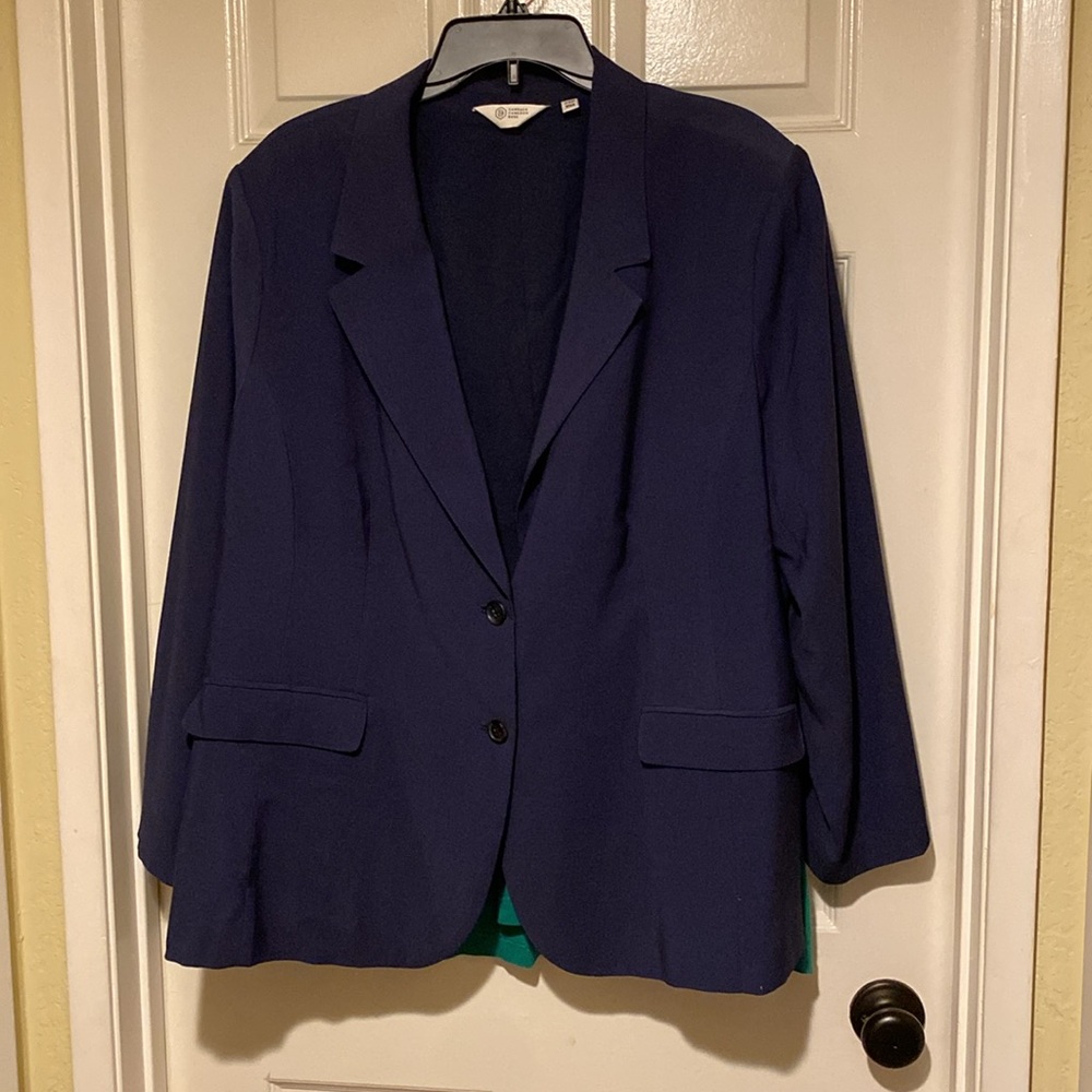 Candace Cameron Bure EUC Boyfriend Blazer 2X Petite in Midnight Blue Fully Lined - Picture 3 of 12